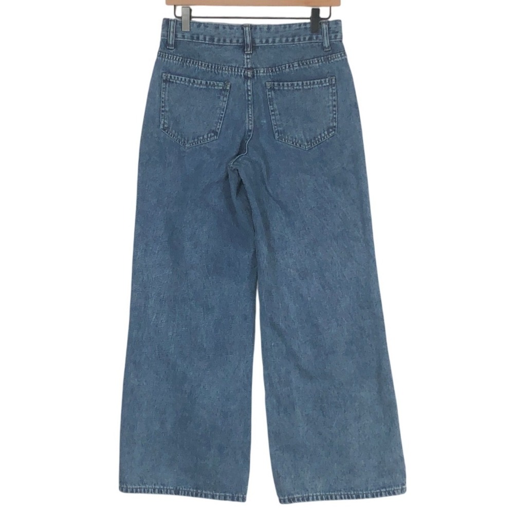 BAMBOO High Waisted Wide Leg Jeans Sz 3/26 Medium Wash Blue Denim Casual Relaxed - Picture 2 of 10